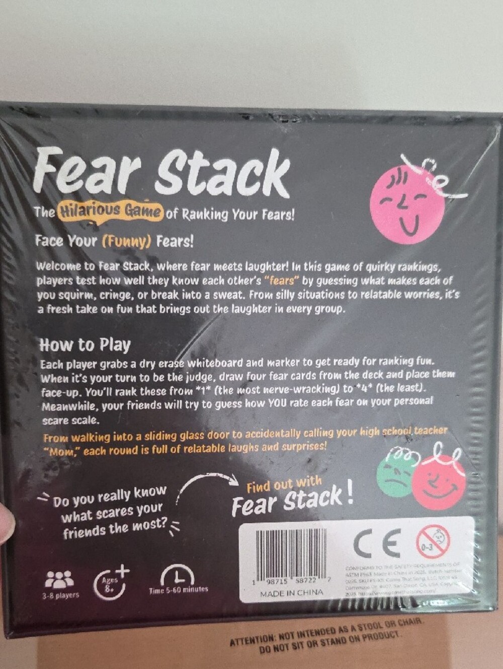 Fear Stack Party Game - Black Box with Colorful Faces, NIB - Picture 3 of 4